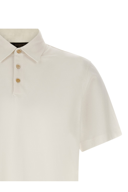 Cotton silk polo shirt White