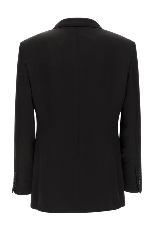 Tone-on-tone polka dot blazer Black