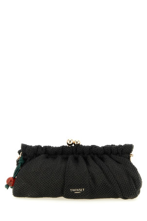 Braided raffia clutch Black