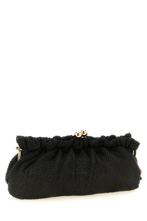 Braided raffia clutch Black