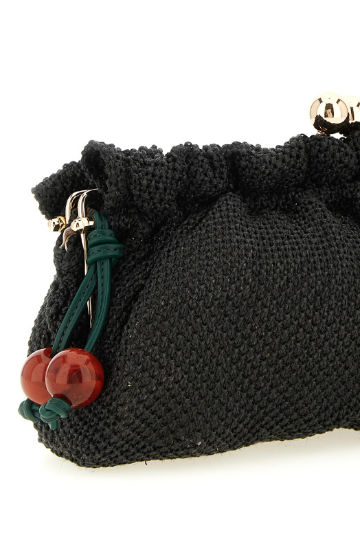 Braided raffia clutch Black