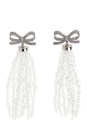 'Bow Beaded Waterfall' earrings Silver