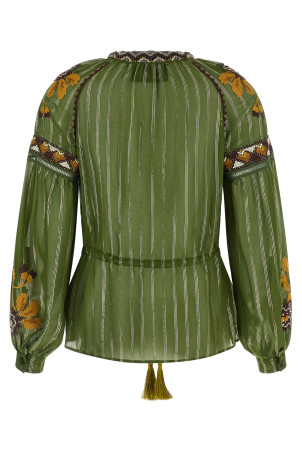 Valentino Garavani embroidered lurex silk shirt  Green