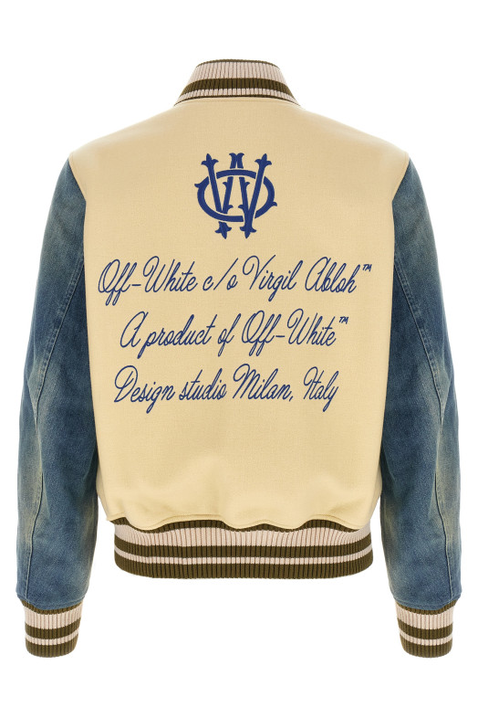 'Gothic Wool Denim Varsity' bomber jacket Multicolor