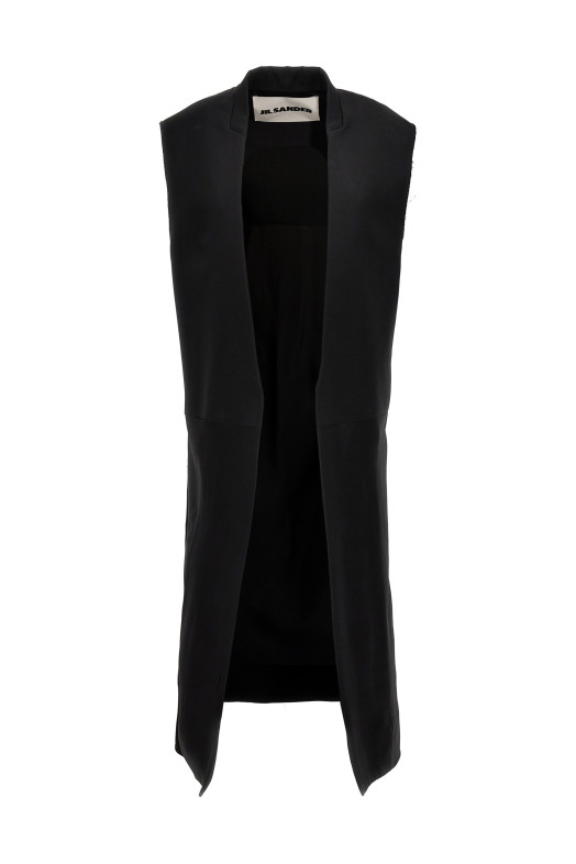 Довгий жилет з двох матеріалів, чорний JIL SANDER (J03AA0103JTN184001)