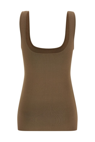 Square neckline top Brown