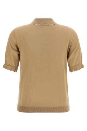 Cotton silk polo shirt Beige