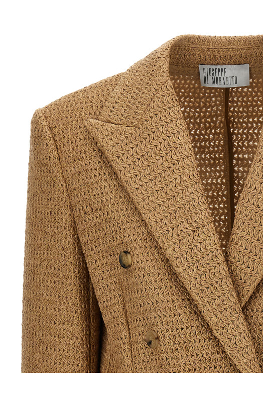 Braided raffia blazer Beige