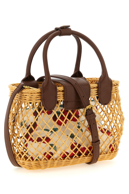 Wicker basket shoulder strap Beige