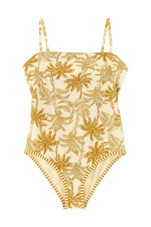'Tropical' one-piece swimsuit Beige