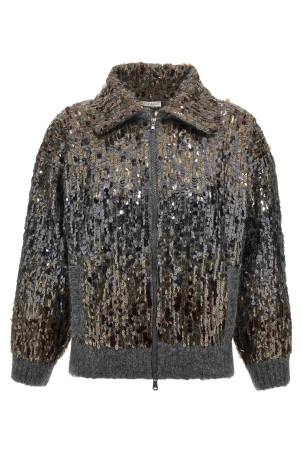 'Dazzling Dégradé Embroidery' cardigan Gray