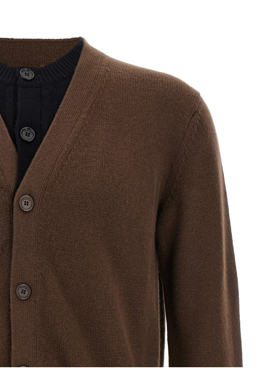 'Contrast Layered' cardigan Brown