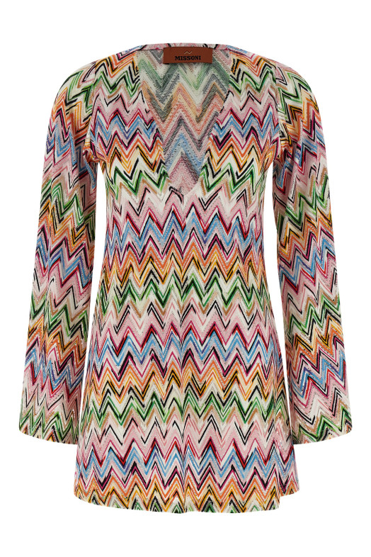 Zig zag embroidery dress Multicolor