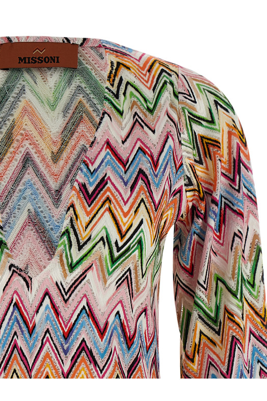 Zig zag embroidery dress Multicolor