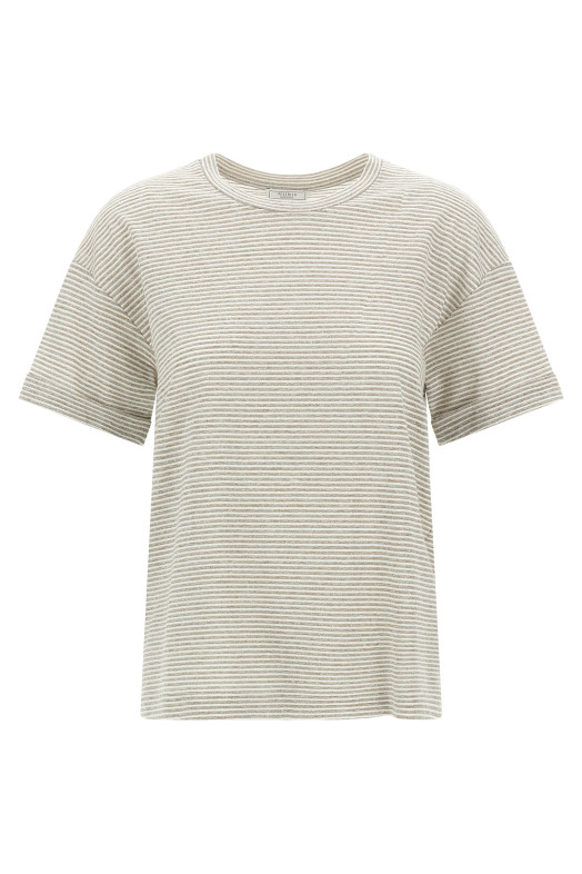 Lamé stripes t-shirt Beige