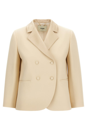 Silk lapel blazer Beige