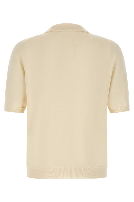 Cotton knit polo shirt Beige