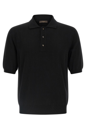 Cotton knit polo shirt Black