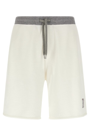 Mélange sweatshirt bermuda shorts  White