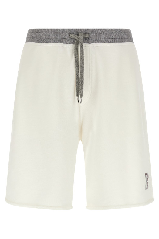 Mélange sweatshirt bermuda shorts  White