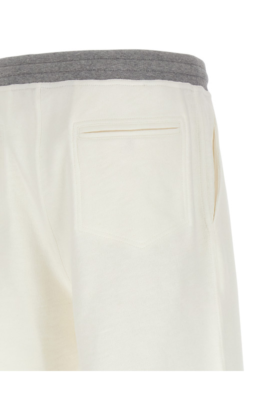 Mélange sweatshirt bermuda shorts  White