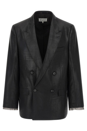 Foiled wool blazer Black