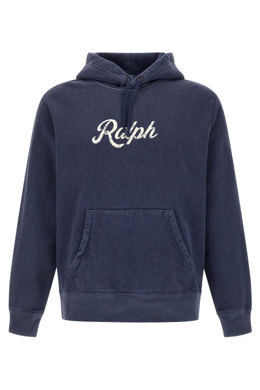 Vintage print hoodie Blue