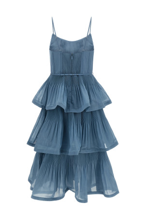 'Pleated Tiered Midi' dress BLUE