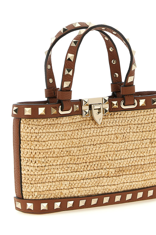 Valentino Garavani 'Rockstud' mini shopping bag Beige