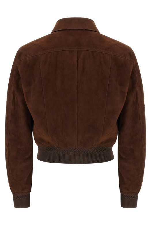 Suede bomber jacket Brown