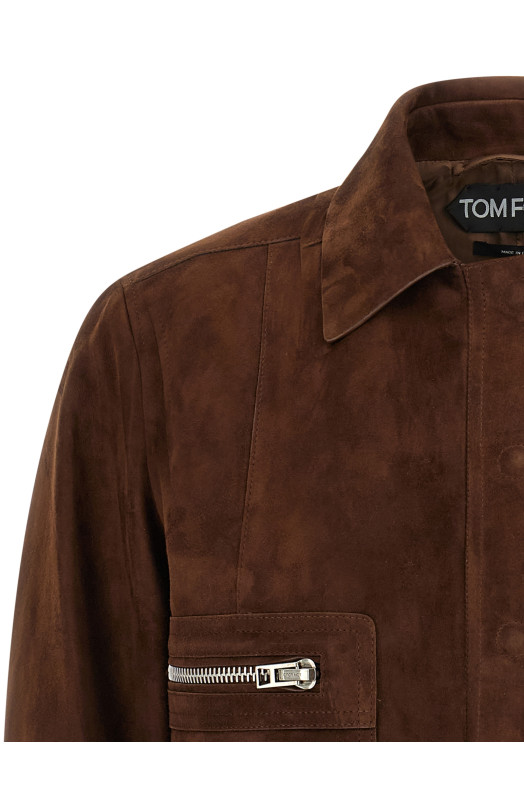 Suede bomber jacket Brown