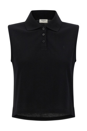 'Cassandre' embroidered polo shirt Black