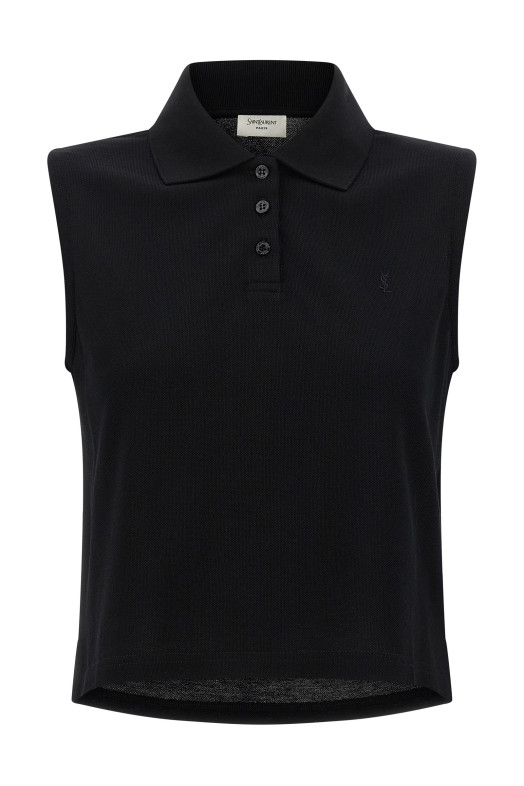 'Cassandre' embroidered polo shirt Black