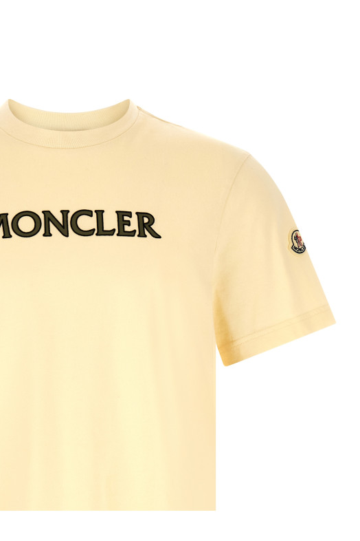 Flocked logo T-shirt Beige