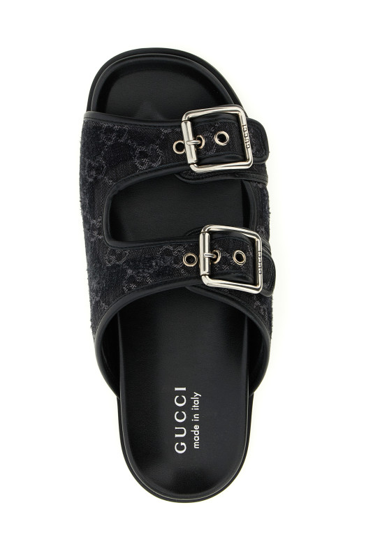 GG denim slides Black