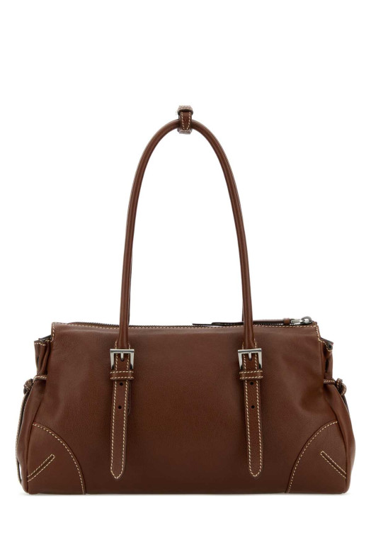 Chocolate leather medium Prada Bonnie shoulder bag PRADA (1BG6282HF2)