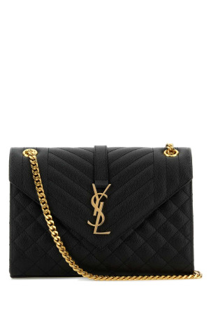 Black leather medium Envelope crossbody bag Black SAINT LAURENT (600185BOW91)