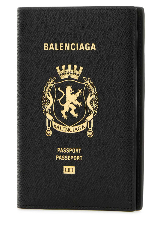 Black leather passport holder Black BALENCIAGA (7877422AA3R)