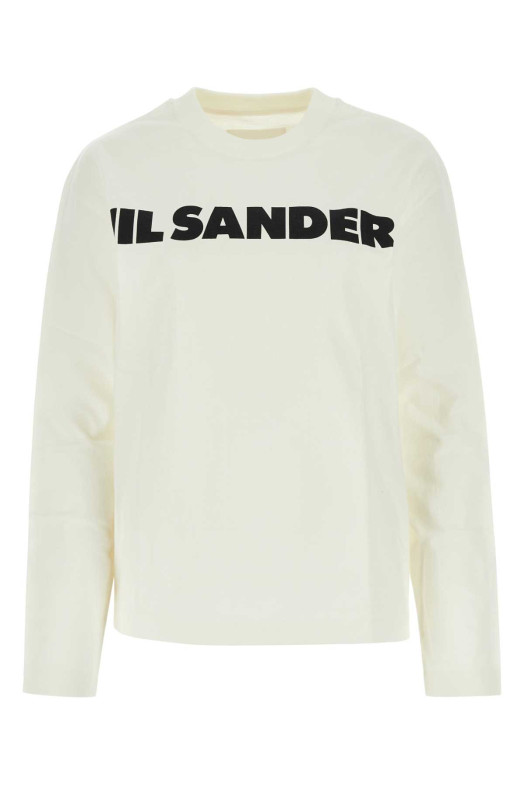 Ivory cotton t-shirt Black JIL SANDER (J02GC0107J45148)