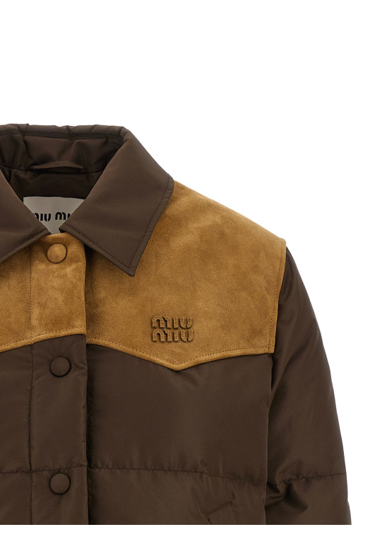 Pongé tec down jacket Brown