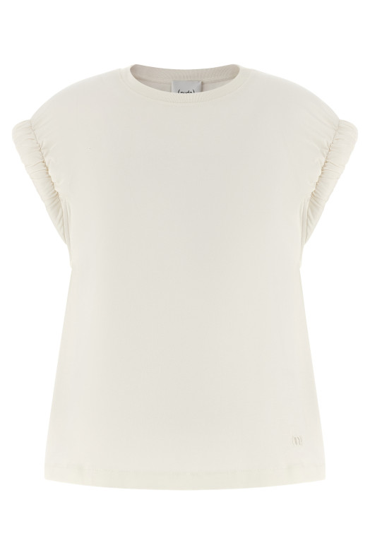 Curled sleeve t-shirt White