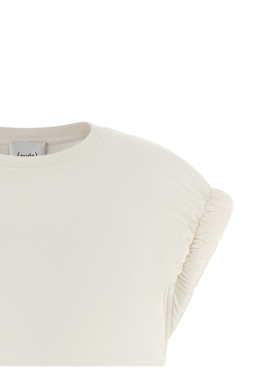 Curled sleeve t-shirt White