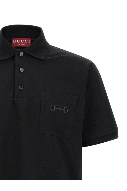 'Morsetto' embroidery polo shirt Black