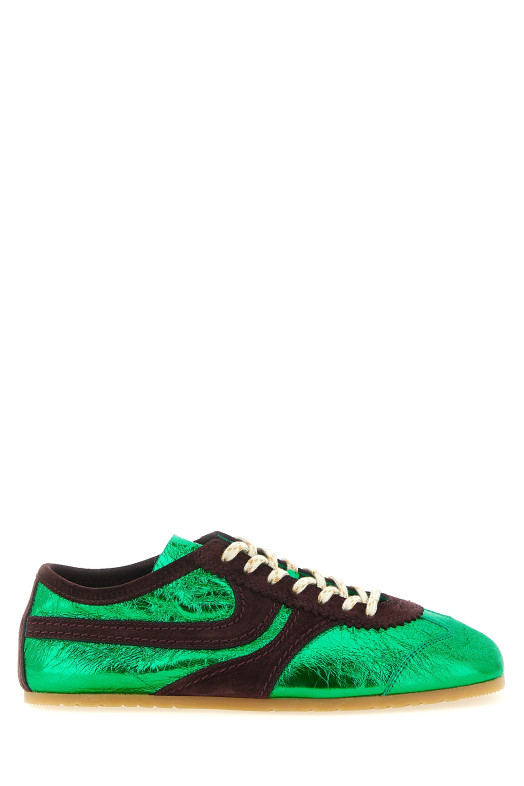Laminated leather sneakers Green