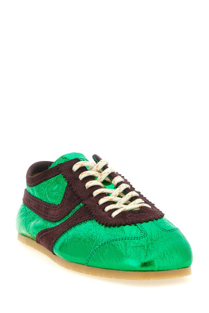 Laminated leather sneakers Green