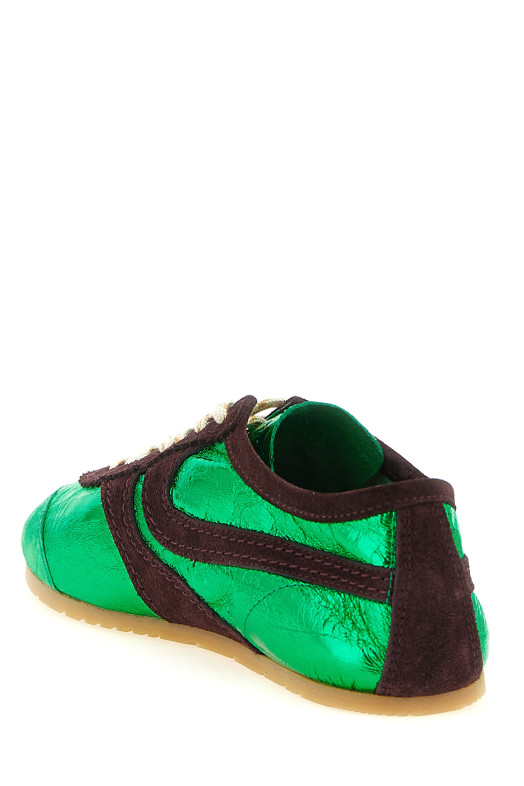 Laminated leather sneakers Green