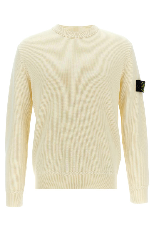 Ribbed wool sweater White