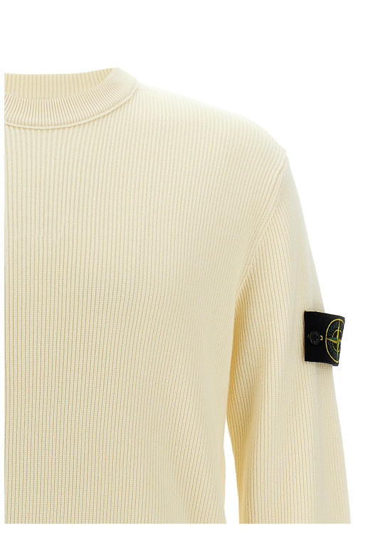 Ribbed wool sweater White