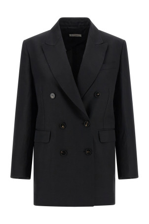 Linen viscose blazer Black