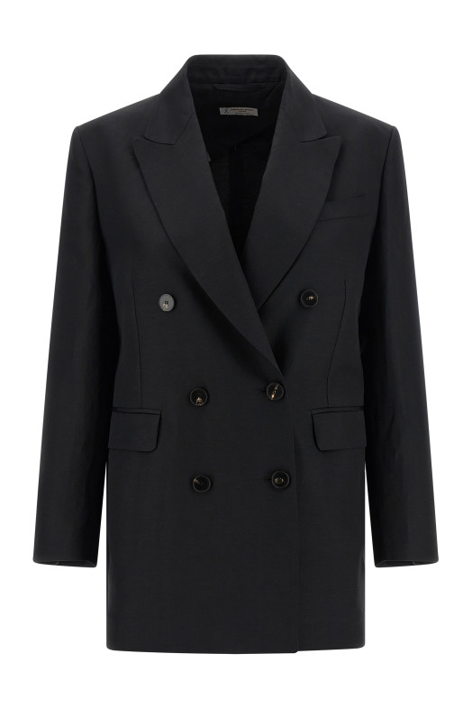 Linen viscose blazer Black